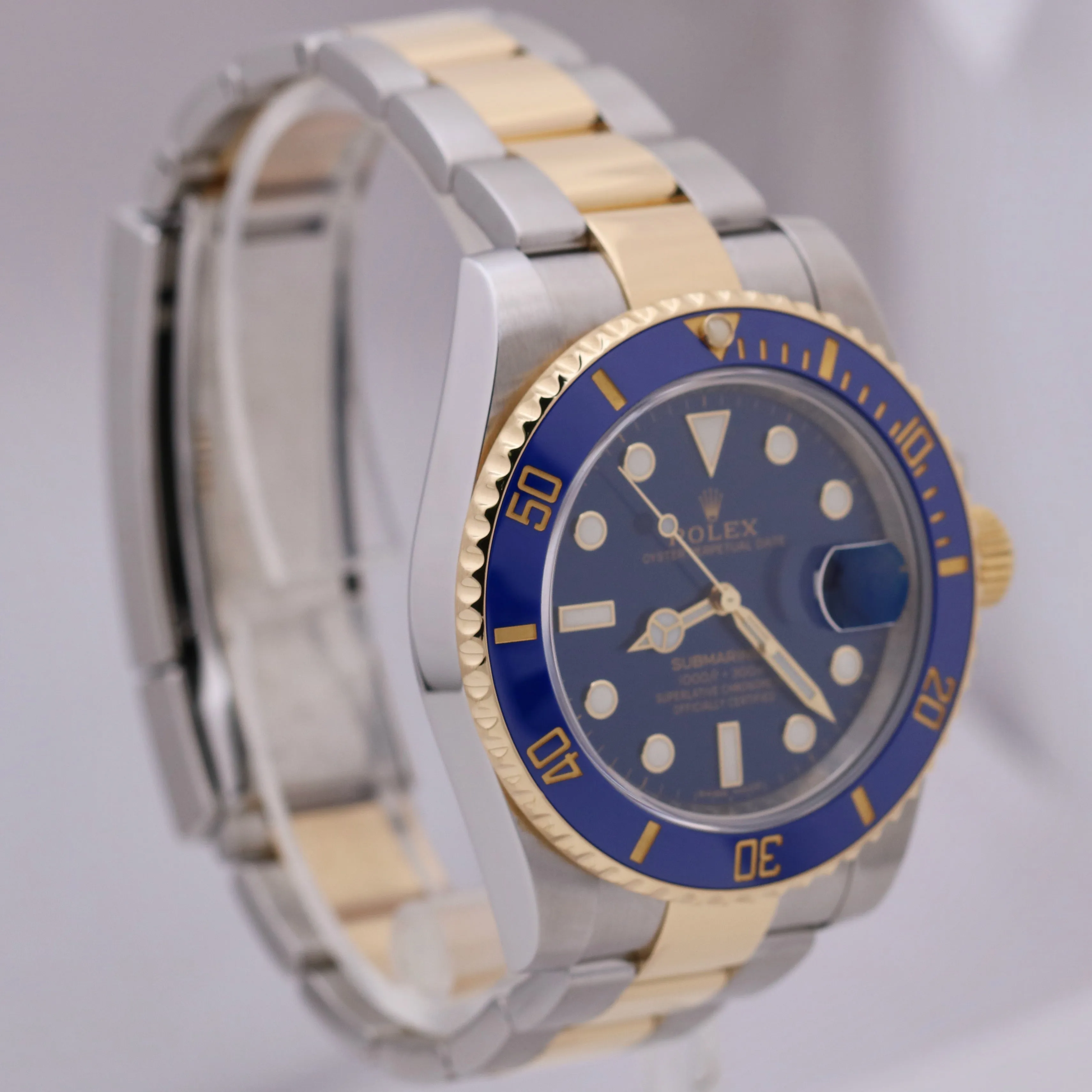Rolex Submariner Date BLUE Two-Tone 18K Yellow Gold Steel 40mm 116613 LB Watch