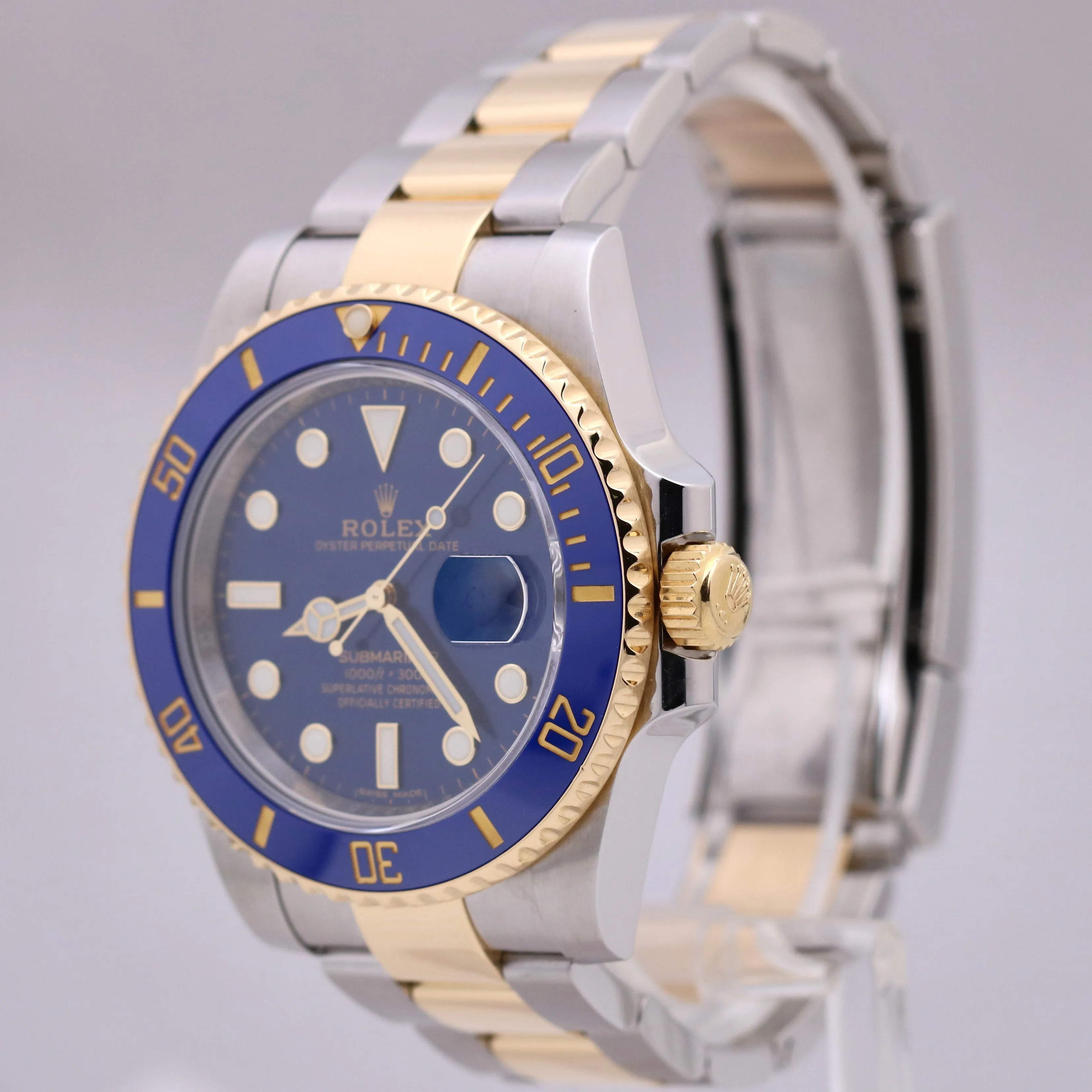 Rolex Submariner Date BLUE Two-Tone 18K Yellow Gold Steel 40mm 116613 LB Watch