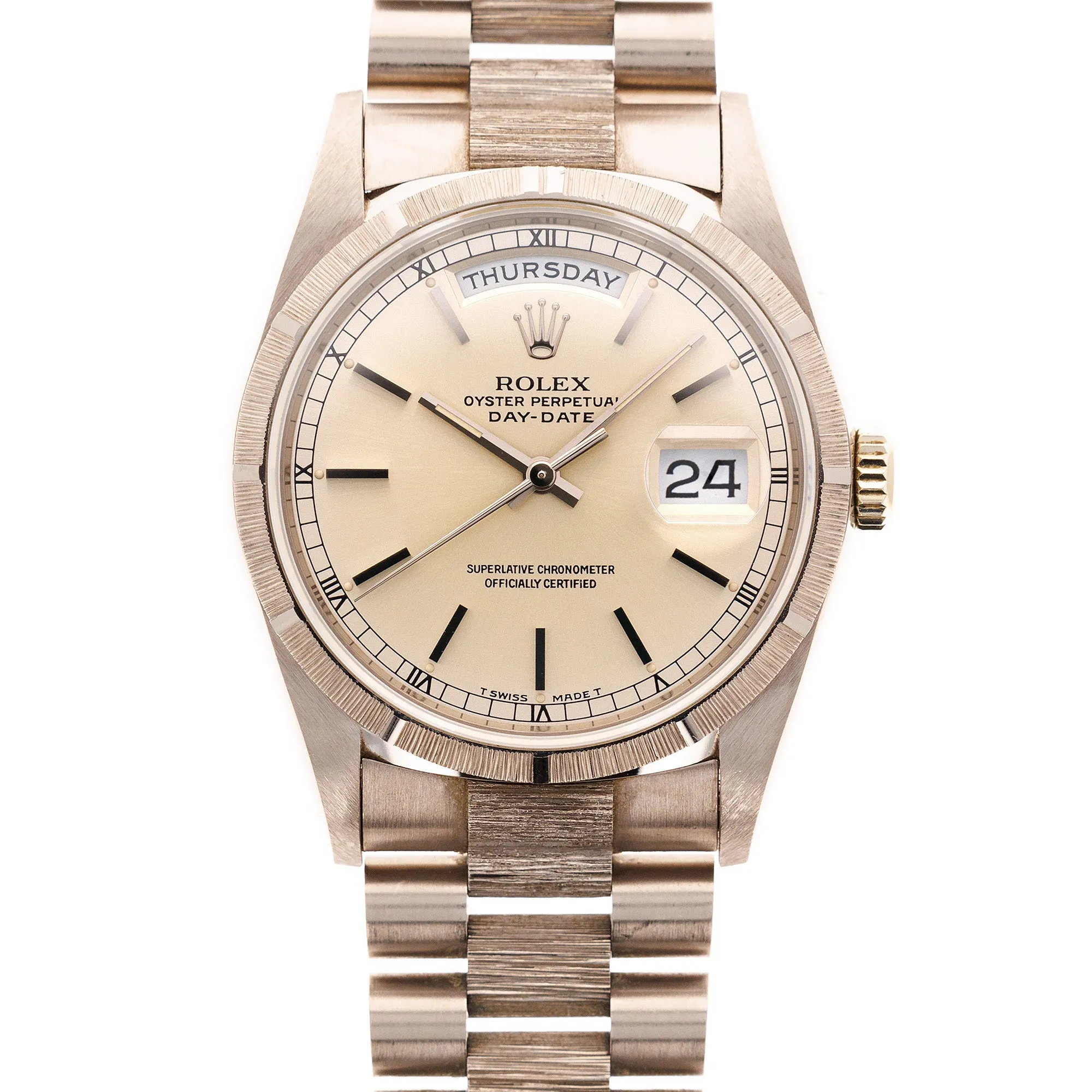 Rolex White Gold Bark Finish Day Date Ref. 18249