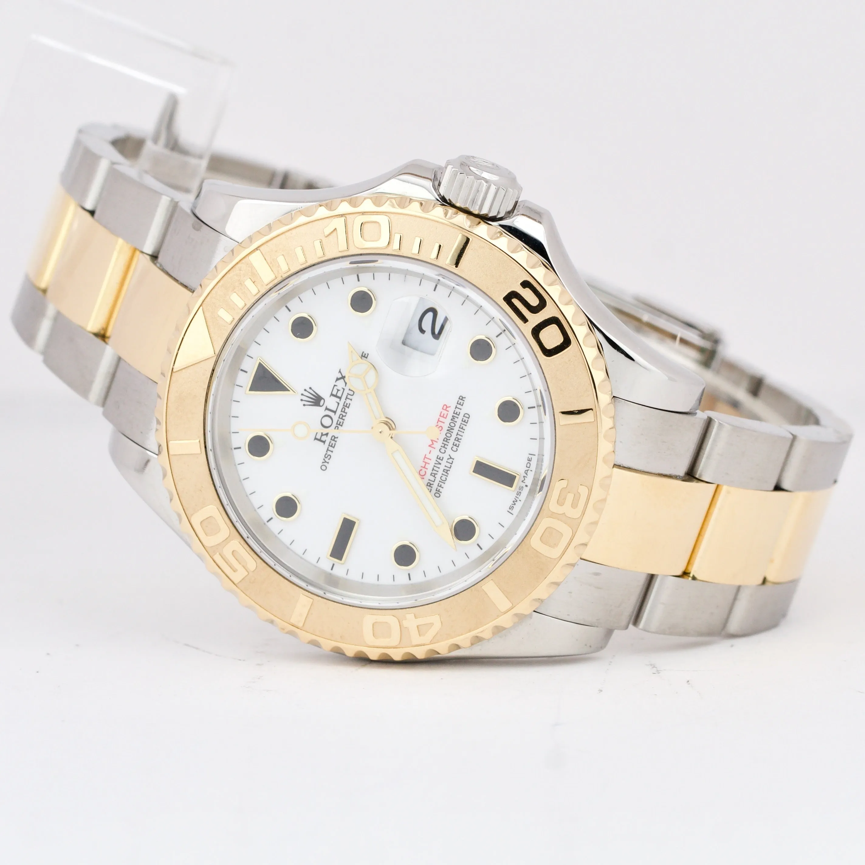 Rolex Yacht-Master 16623 White 18K Two Tone Yellow Gold 40mm Steel Date Watch