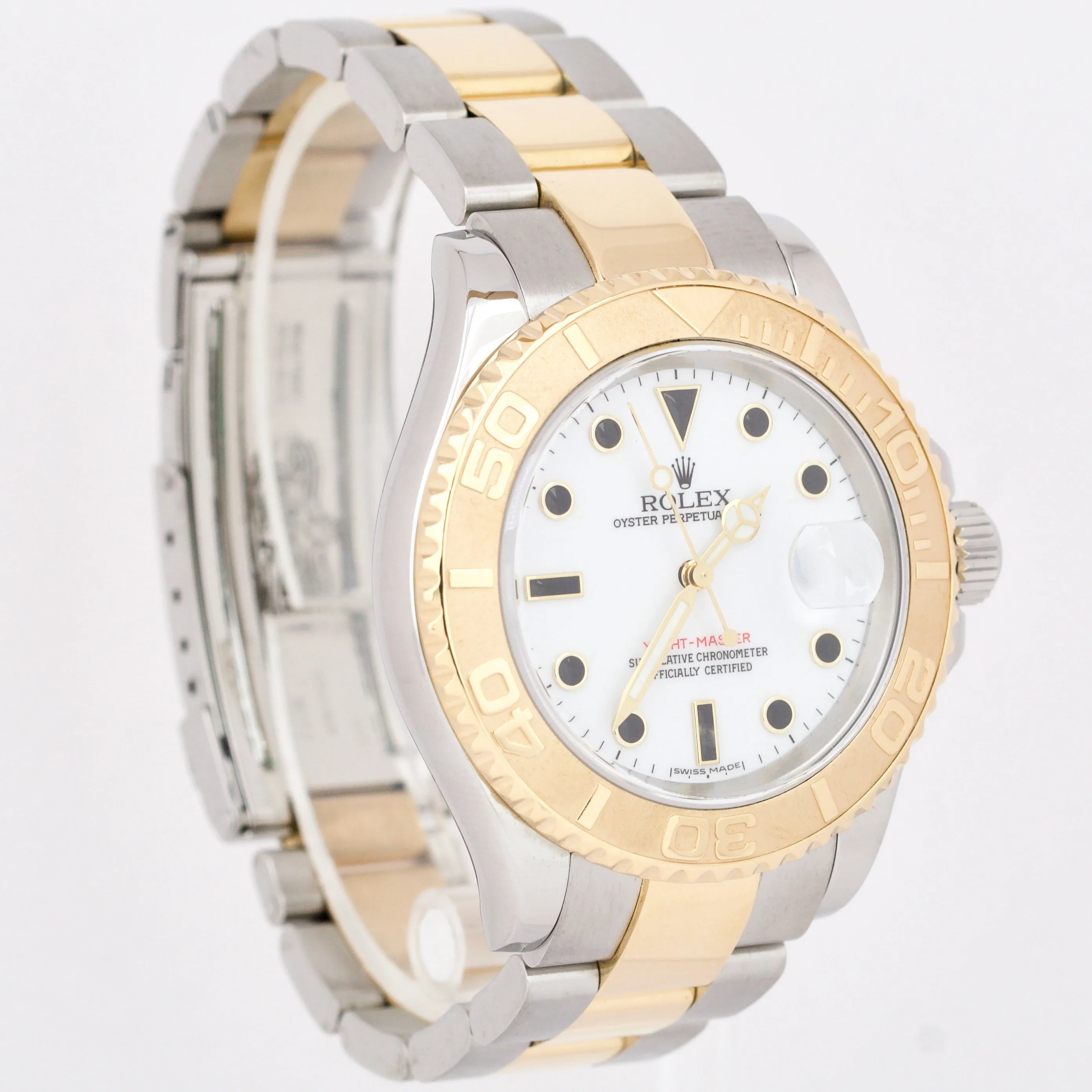 Rolex Yacht-Master 16623 White 18K Two Tone Yellow Gold 40mm Steel Date Watch