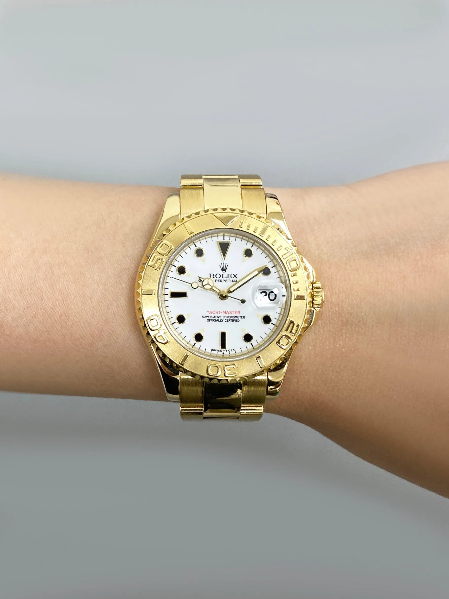 Rolex Yacht Master 68628 White Dial 18K Yellow Gold Mens Watch
