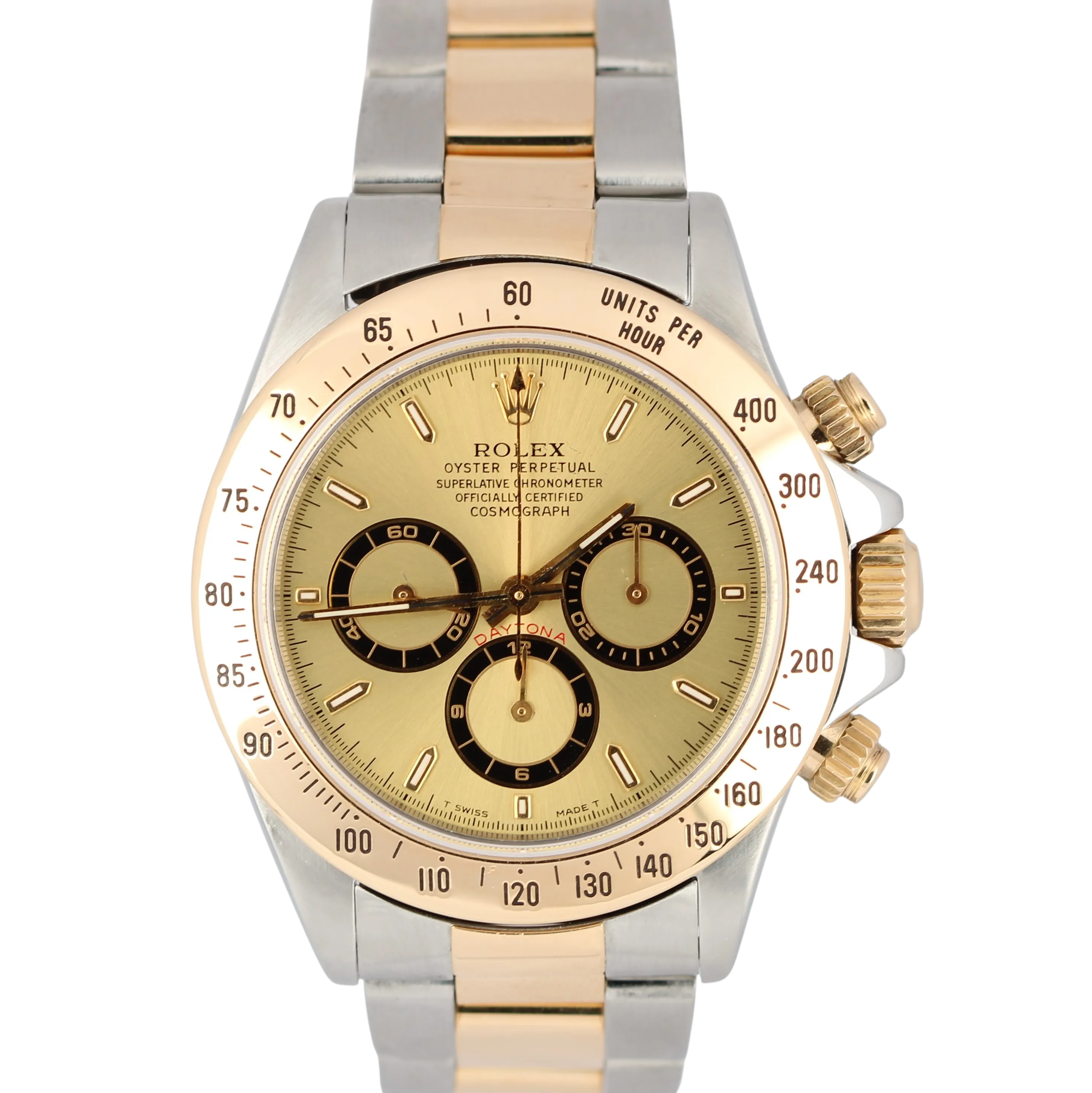 Rolex Zenith Daytona Champagne Two-Tone 18k Gold Stainless Steel 40mm 16523