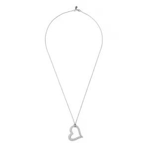 Sabel Collection 18K White Gold and Diamond Open Heart Pendant
