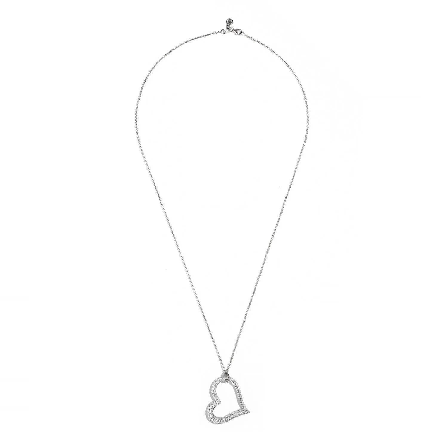 Sabel Collection 18K White Gold and Diamond Open Heart Pendant