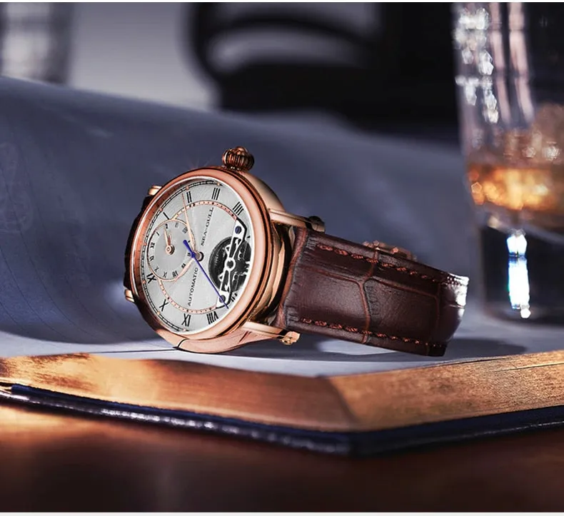 Sea-Gull Automatic with dual time. Six o'clock Flywheel complication 50m Calibre ST2510 Model :819.11.6041