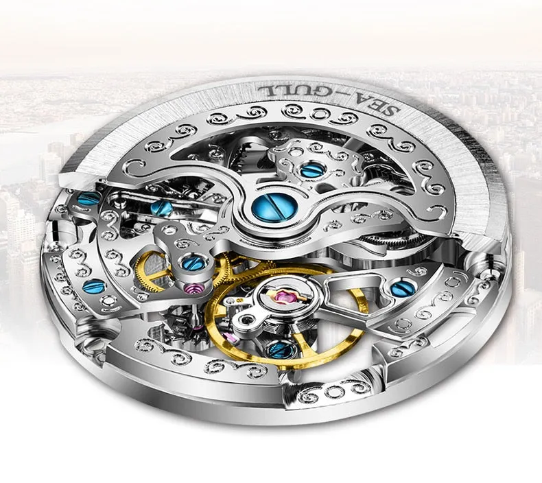 Sea-Gull Automatic with dual time. Six o'clock Flywheel complication 50m Calibre ST2510 Model :819.11.6041