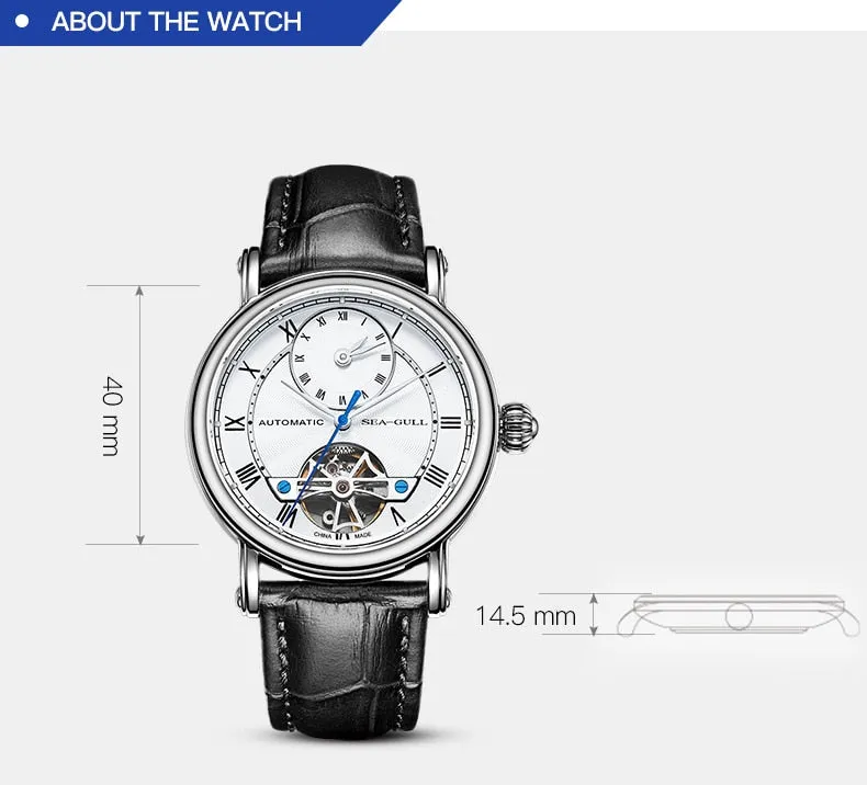 Sea-Gull Automatic with dual time. Six o'clock Flywheel complication 50m Calibre ST2510 Model :819.11.6041