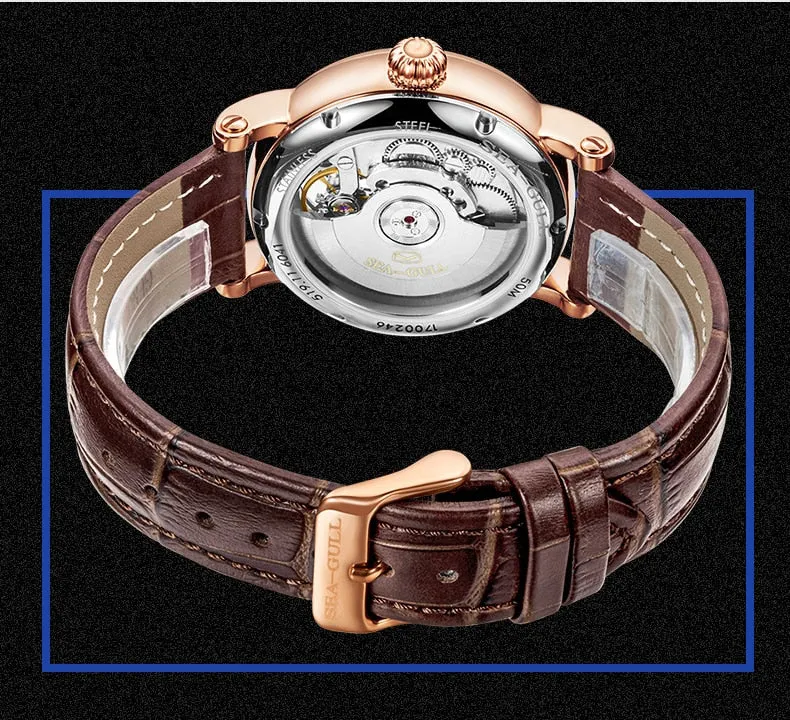 Sea-Gull Automatic with dual time. Six o'clock Flywheel complication 50m Calibre ST2510 Model :819.11.6041