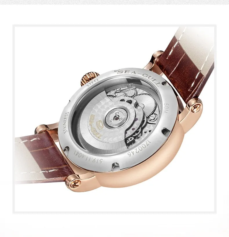 Sea-Gull Automatic with dual time. Six o'clock Flywheel complication 50m Calibre ST2510 Model :819.11.6041