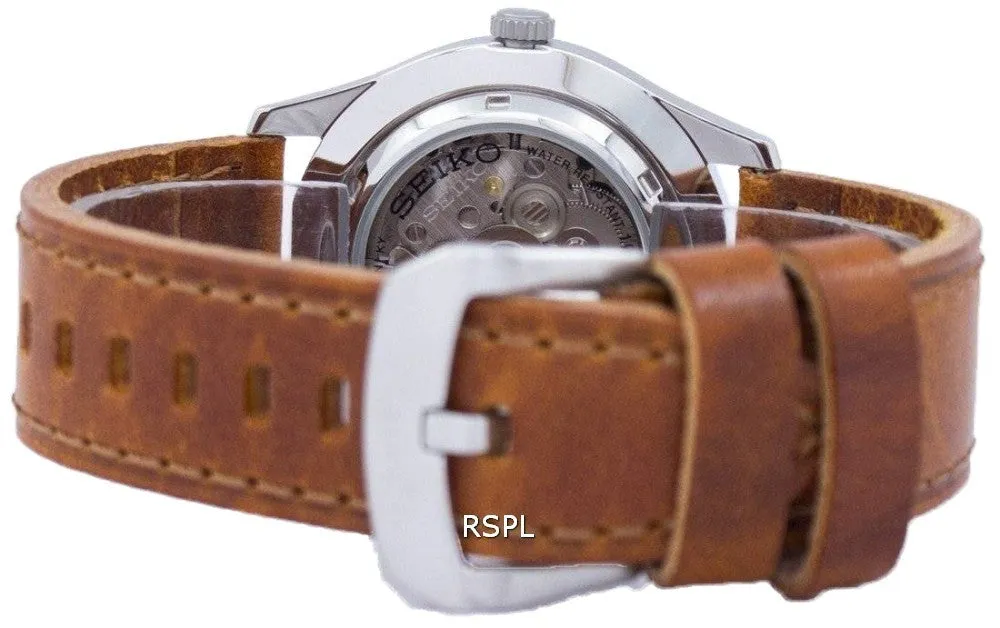 Seiko 5 Sports Automatic Japan Made Ratio Brown Leather SNZG15J1-LS9 Men's Watch