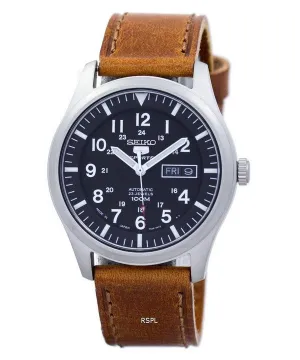 Seiko 5 Sports Automatic Japan Made Ratio Brown Leather SNZG15J1-LS9 Men's Watch
