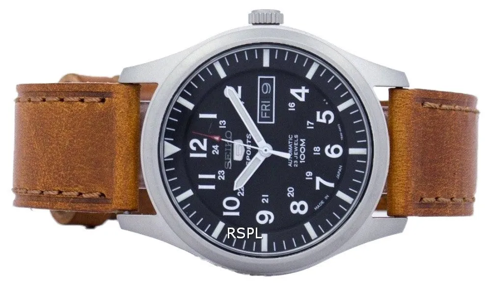 Seiko 5 Sports Automatic Japan Made Ratio Brown Leather SNZG15J1-LS9 Men's Watch