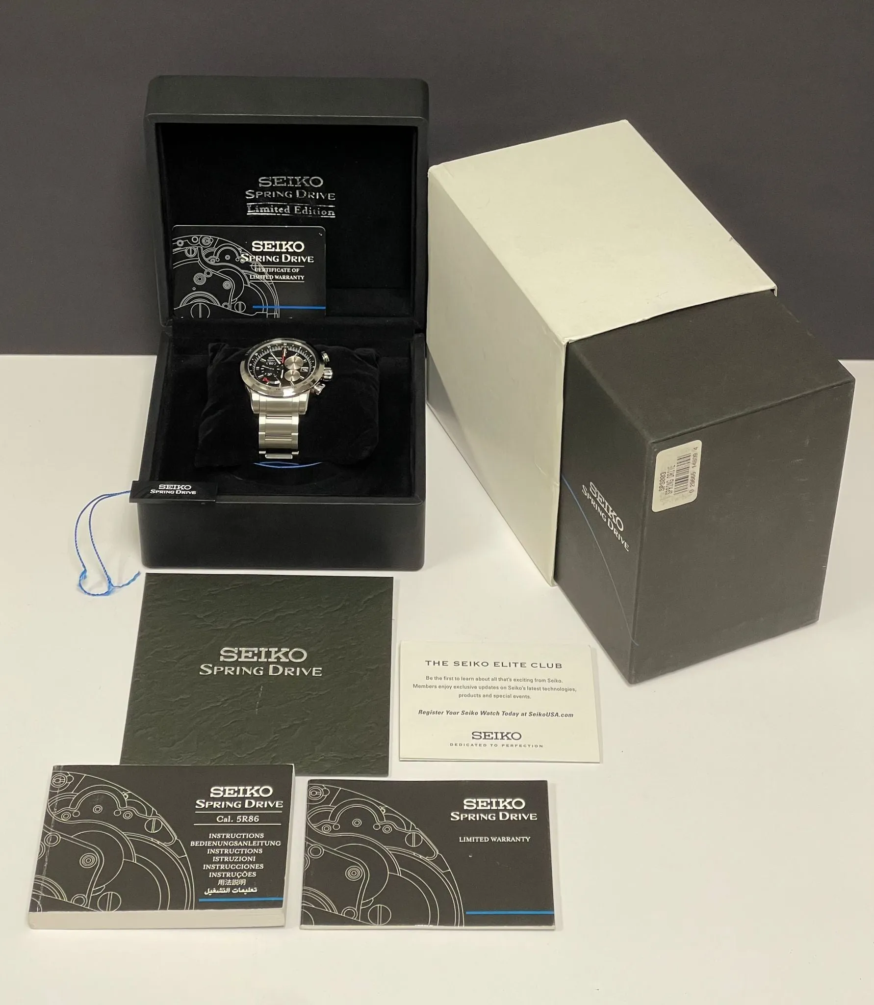 Seiko Spring Drive Chronograph GMT L.E 300pcs SPS003J1 Black Dial Spring Drive Men's Watch
