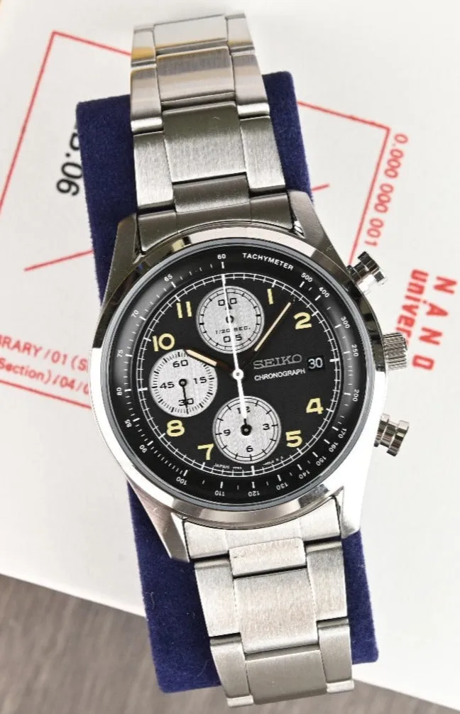 Seiko X Nano Universe Japan Limited Edition 2023 Black-White Dial Chronograph SZER102