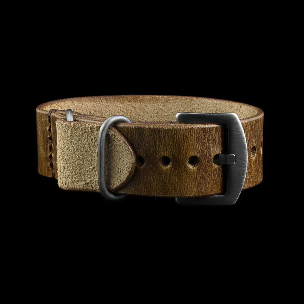 Single Pass Leather Watch Strap, 3-Ring Military 102 Style II