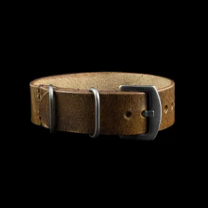 Single Pass Leather Watch Strap, 3-Ring Military 102 Style II