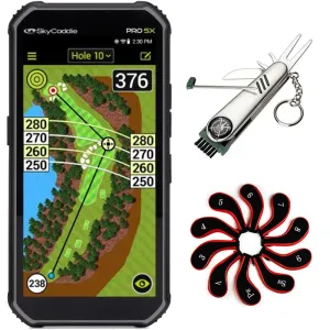SkyCaddie Pro 5X Tourbook Handheld GPS Rangefinder (2024)   Multi-Tool & Club Covers