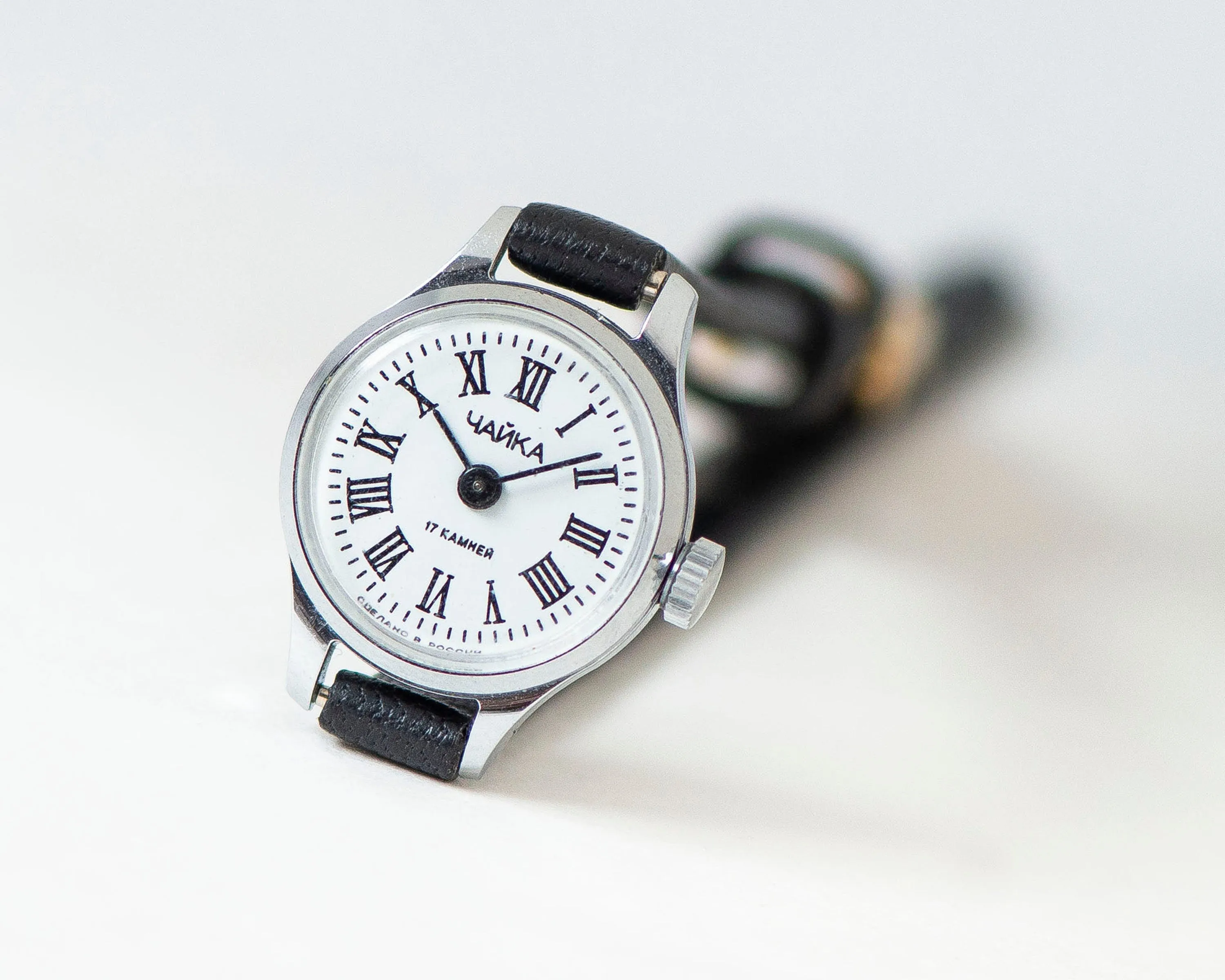 Small women's watch silver shade Seagull, Roman numerals dial women’s watch classic gift, dainty watch for women, new genuine leather strap