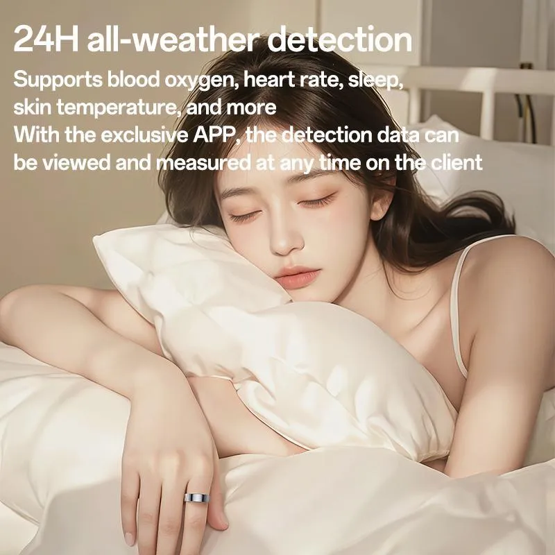 Smart Health Ring Temp Heart Rate Bp Reminder Black