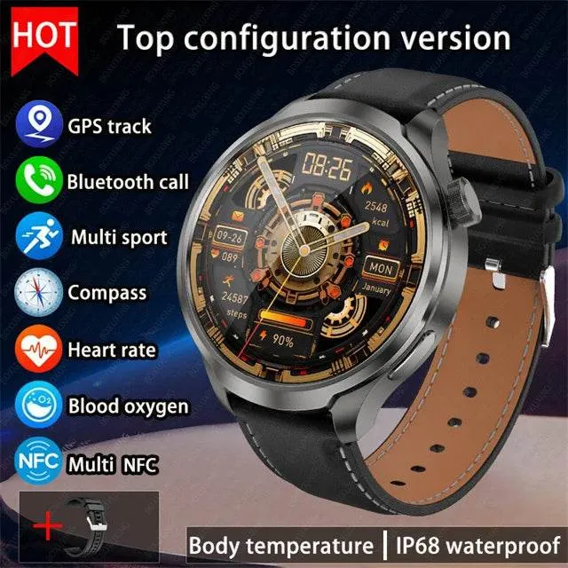 Smart Watch For HUAWEI Outdoor Sports  Men AMOLED Screen NFC GPS Compass Heart rate Waterproof Bluetooth Call SmartWatch