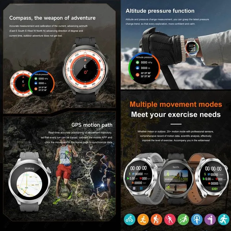 Smart Watch For HUAWEI Outdoor Sports  Men AMOLED Screen NFC GPS Compass Heart rate Waterproof Bluetooth Call SmartWatch