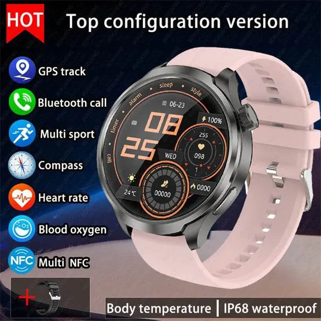 Smart Watch For HUAWEI Outdoor Sports  Men AMOLED Screen NFC GPS Compass Heart rate Waterproof Bluetooth Call SmartWatch
