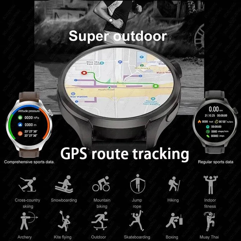 Smart Watch For HUAWEI Outdoor Sports  Men AMOLED Screen NFC GPS Compass Heart rate Waterproof Bluetooth Call SmartWatch