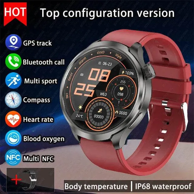 Smart Watch For HUAWEI Outdoor Sports  Men AMOLED Screen NFC GPS Compass Heart rate Waterproof Bluetooth Call SmartWatch