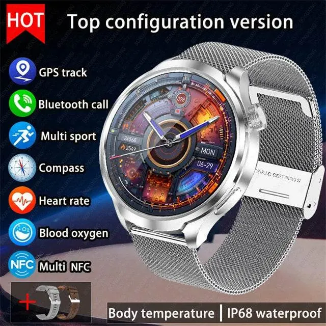Smart Watch For HUAWEI Outdoor Sports  Men AMOLED Screen NFC GPS Compass Heart rate Waterproof Bluetooth Call SmartWatch