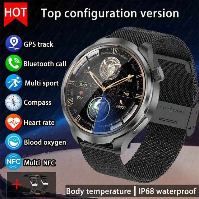 Smart Watch For HUAWEI Outdoor Sports  Men AMOLED Screen NFC GPS Compass Heart rate Waterproof Bluetooth Call SmartWatch