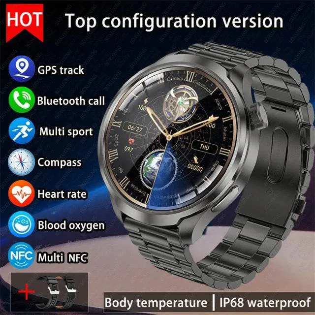 Smart Watch For HUAWEI Outdoor Sports  Men AMOLED Screen NFC GPS Compass Heart rate Waterproof Bluetooth Call SmartWatch