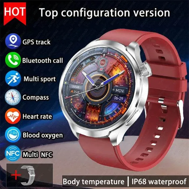 Smart Watch For HUAWEI Outdoor Sports  Men AMOLED Screen NFC GPS Compass Heart rate Waterproof Bluetooth Call SmartWatch