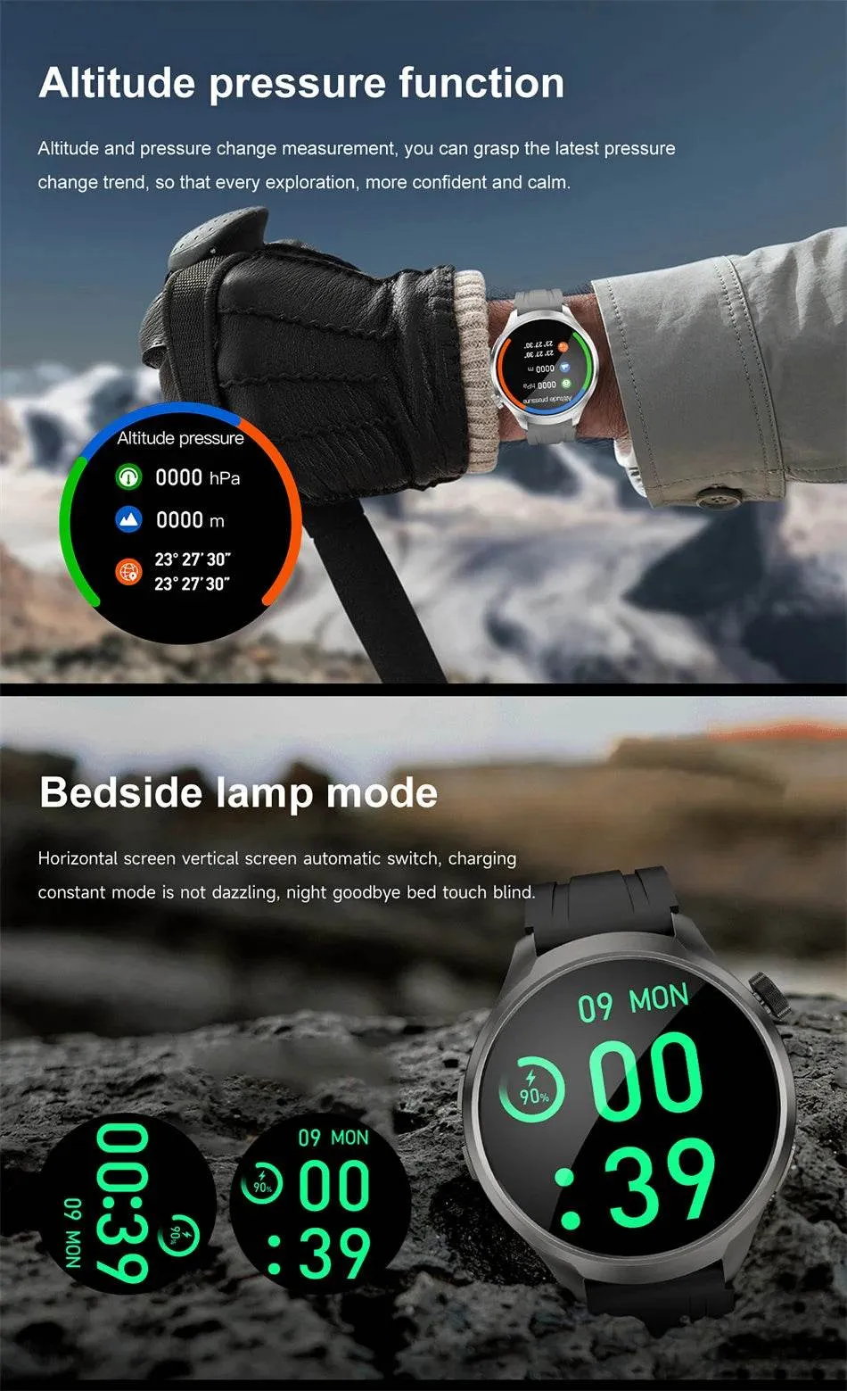 Smart Watch For HUAWEI Outdoor Sports  Men AMOLED Screen NFC GPS Compass Heart rate Waterproof Bluetooth Call SmartWatch