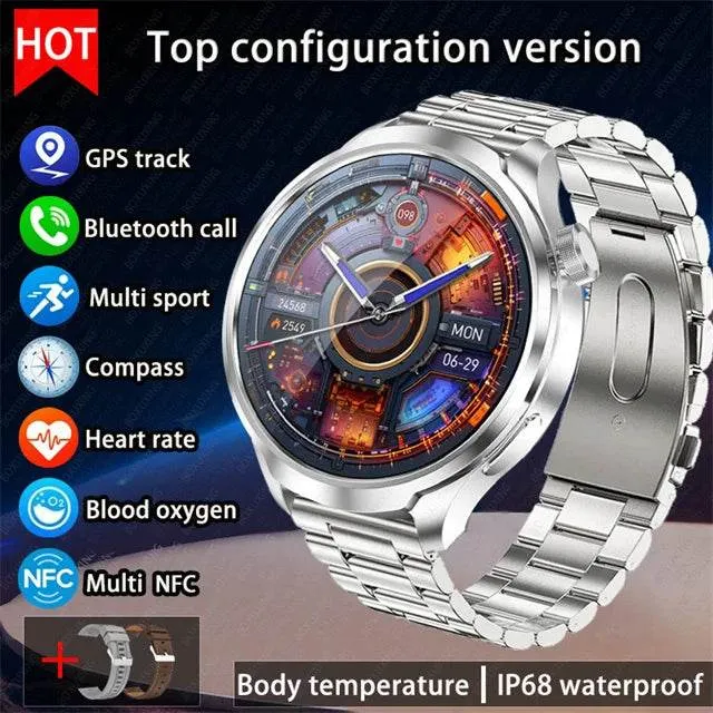 Smart Watch For HUAWEI Outdoor Sports  Men AMOLED Screen NFC GPS Compass Heart rate Waterproof Bluetooth Call SmartWatch