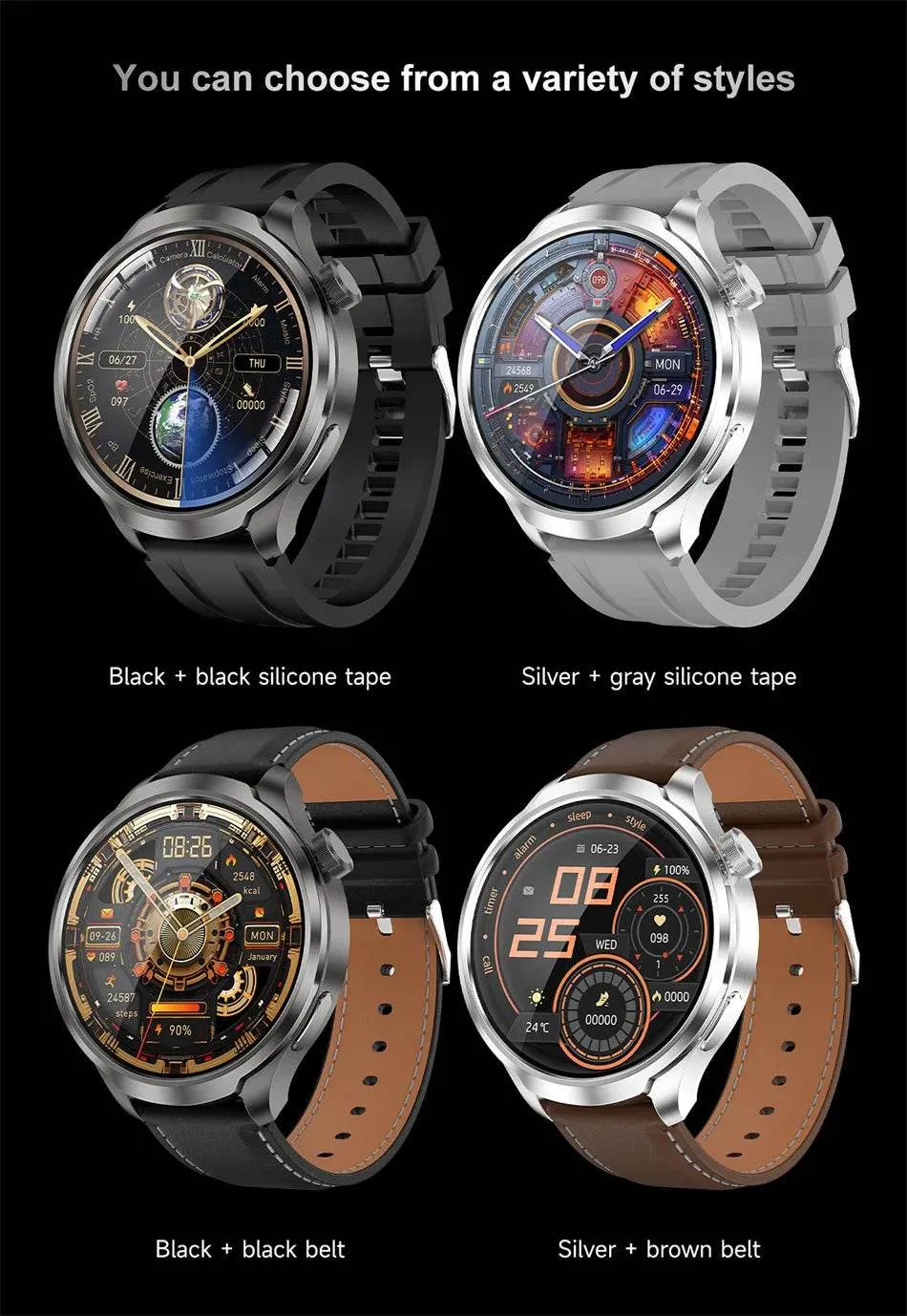 Smart Watch For HUAWEI Outdoor Sports  Men AMOLED Screen NFC GPS Compass Heart rate Waterproof Bluetooth Call SmartWatch