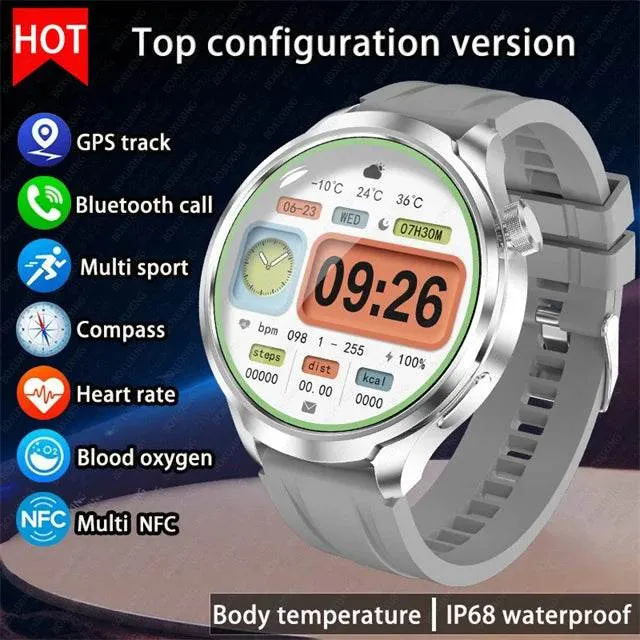 Smart Watch For HUAWEI Outdoor Sports  Men AMOLED Screen NFC GPS Compass Heart rate Waterproof Bluetooth Call SmartWatch