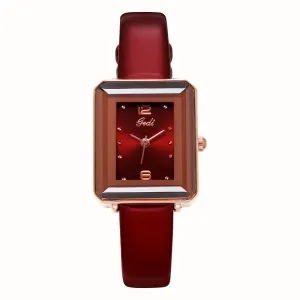 Stylish retro square belt waterproof lady watch