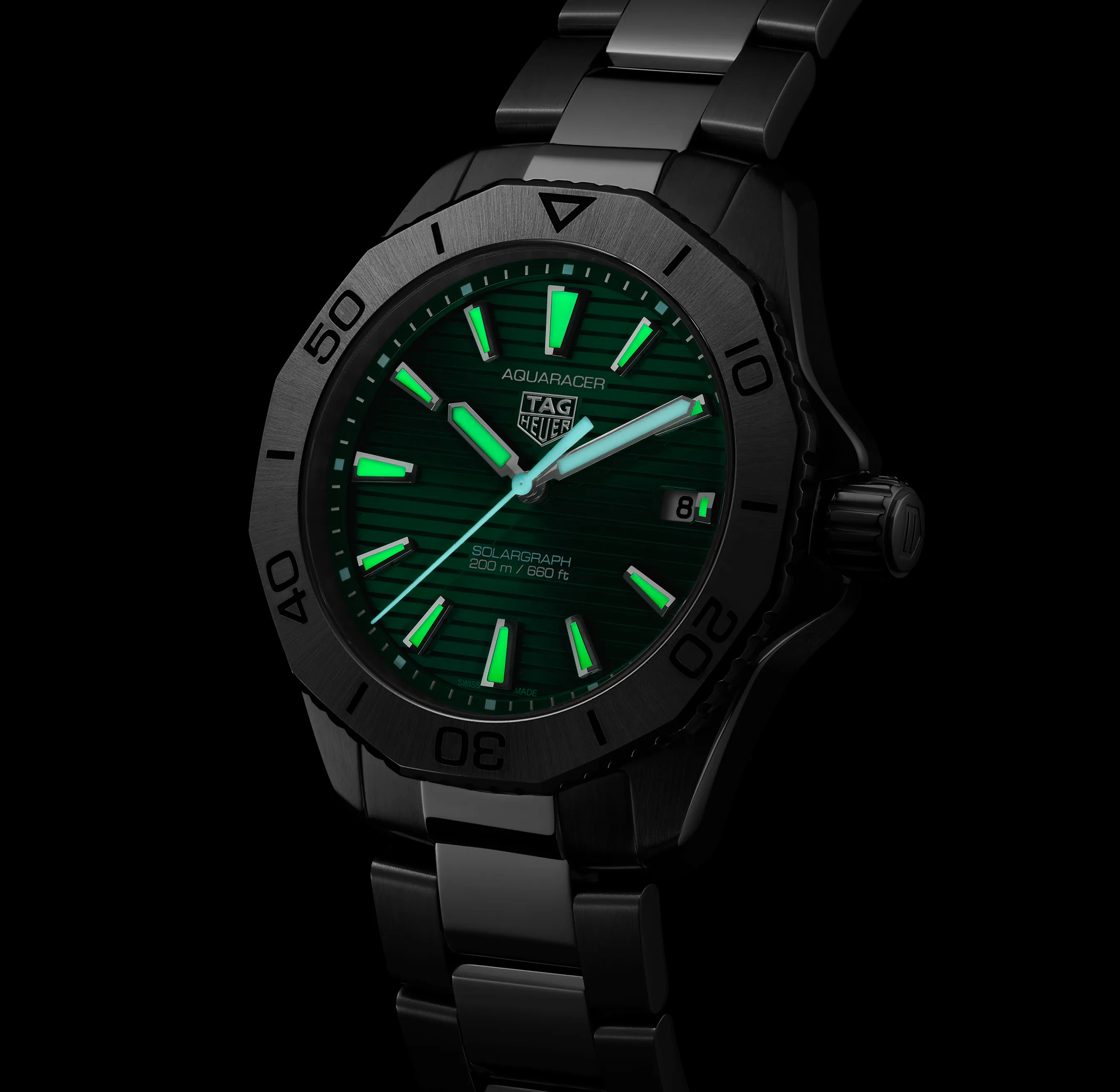 TAG Heuer Aquaracer Professional 200 Solargraph Watch with Green Dial