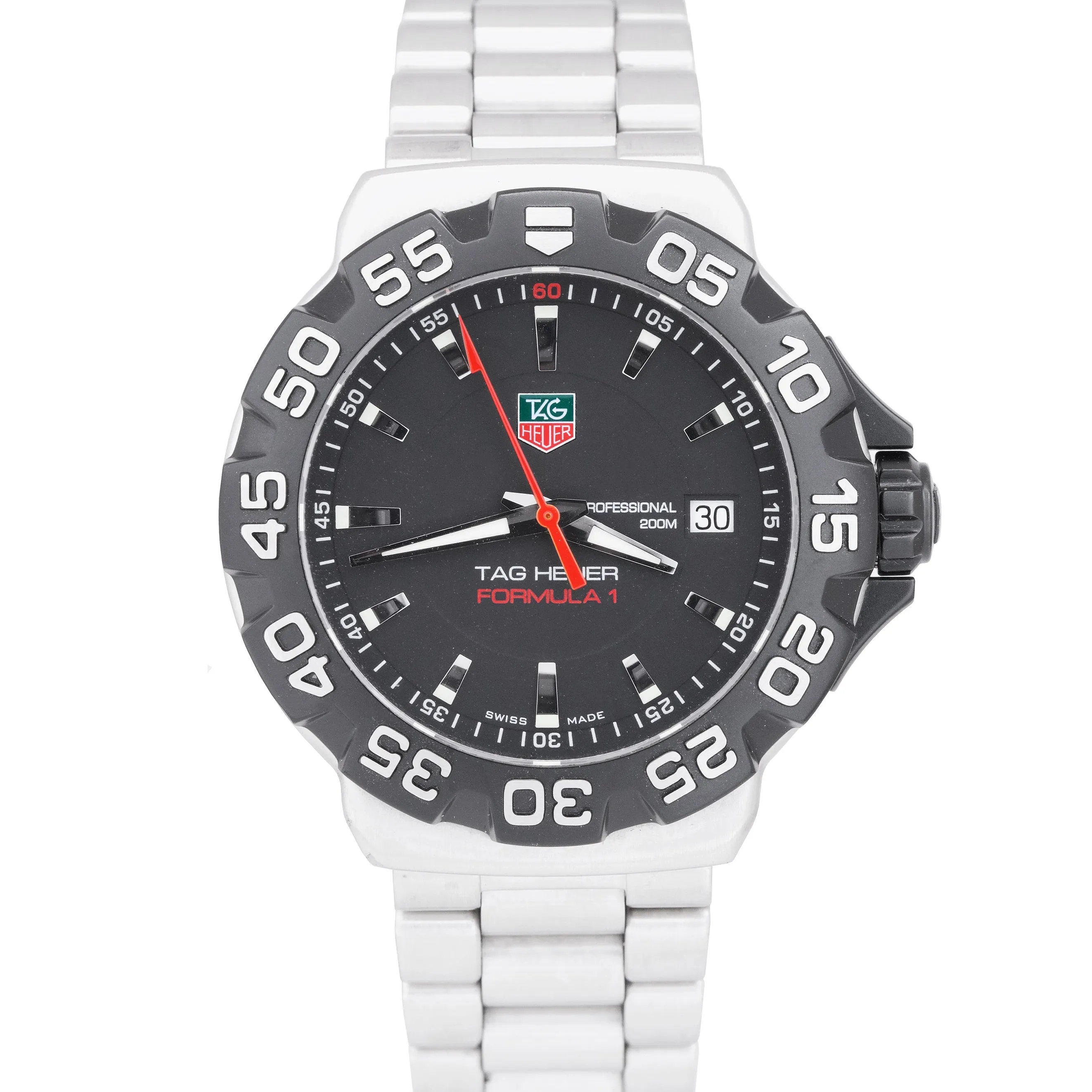Tag Heuer Formula 1 Stainless Steel Black Quartz 41mm Date Watch WAH1110.BA0858