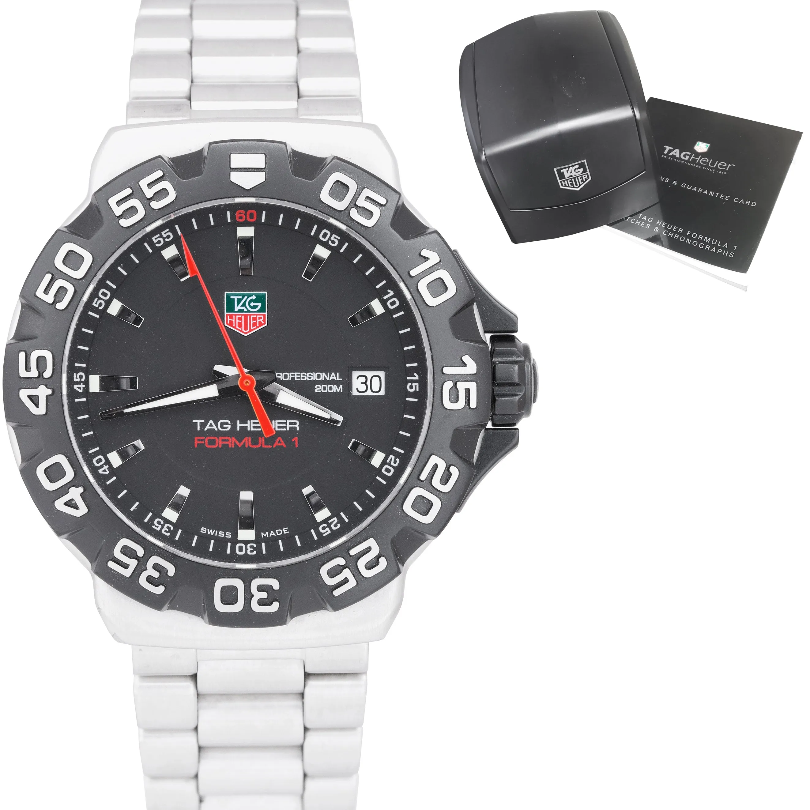 Tag Heuer Formula 1 Stainless Steel Black Quartz 41mm Date Watch WAH1110.BA0858