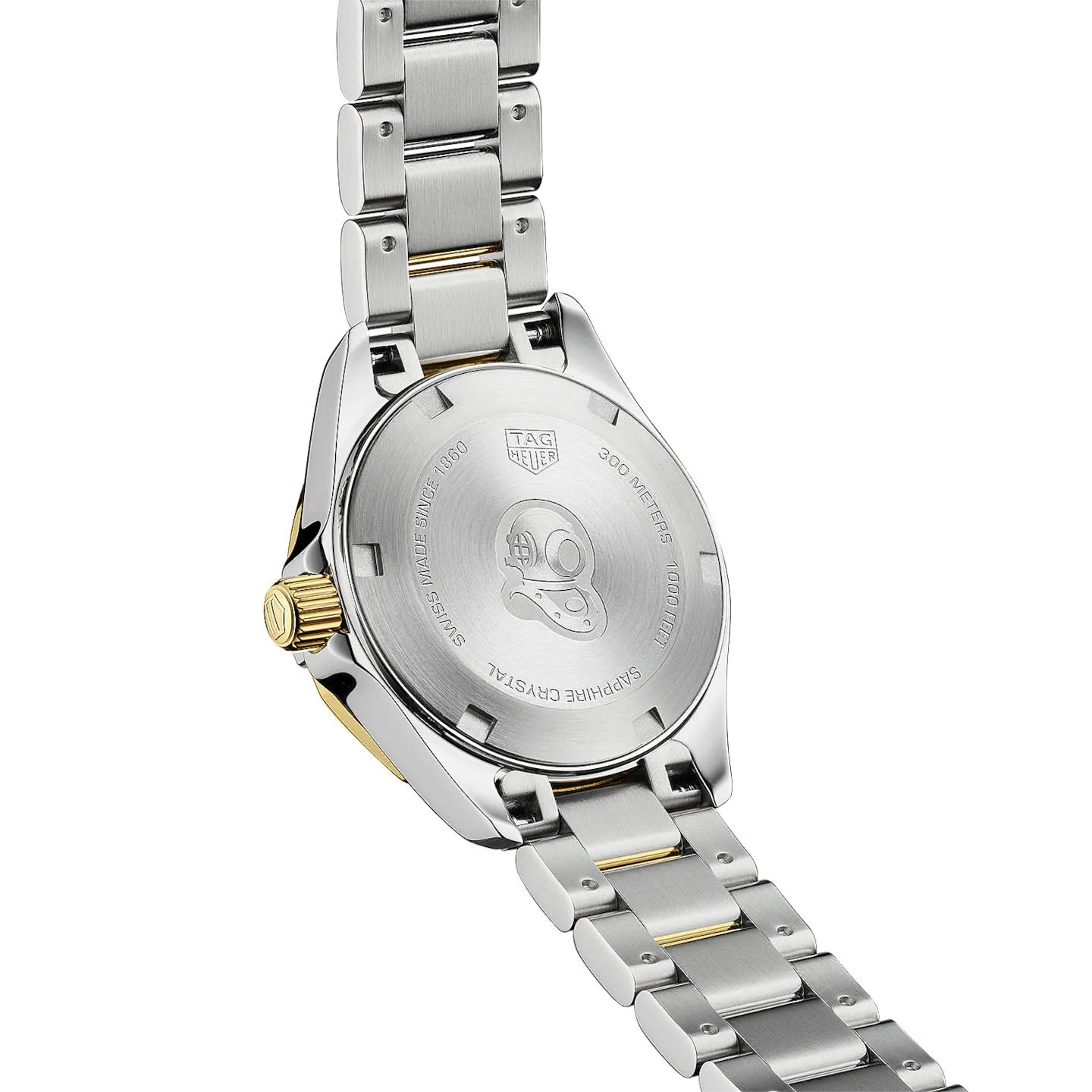 TAG Heuer Ladies' Aquaracer 27mm Quartz Stainless Steel and Yellow Gold Mother-of-Pearl Dial Watch with Diamond Accents