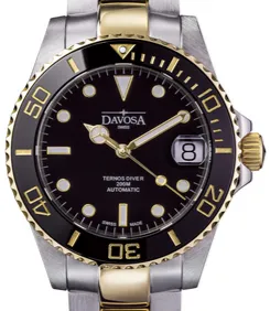 Ternos Medium Automatic 200m Swiss-Made Black Gold Men's Diver Watch 16619750