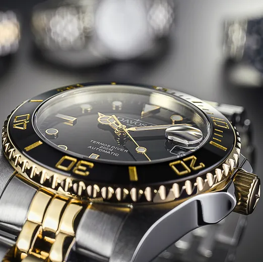 Ternos Medium Automatic Swiss-Made Black Gold Diver Watch 16619705