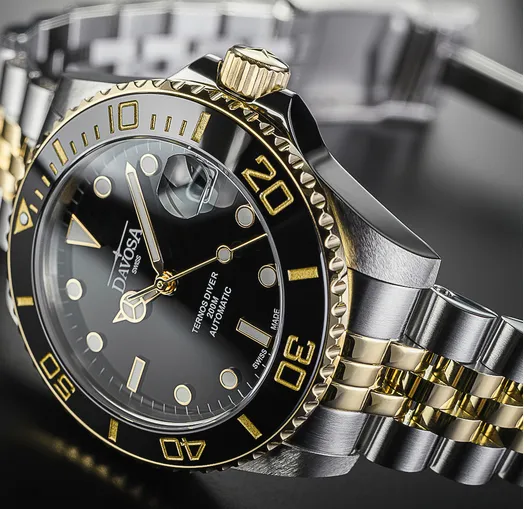 Ternos Medium Automatic Swiss-Made Black Gold Diver Watch 16619705