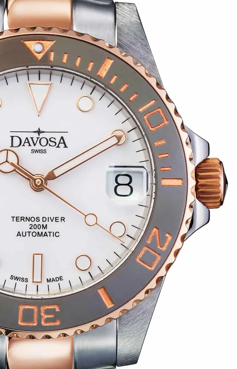 Ternos Medium Automatic White Rose Gold Diving Watch 16619602