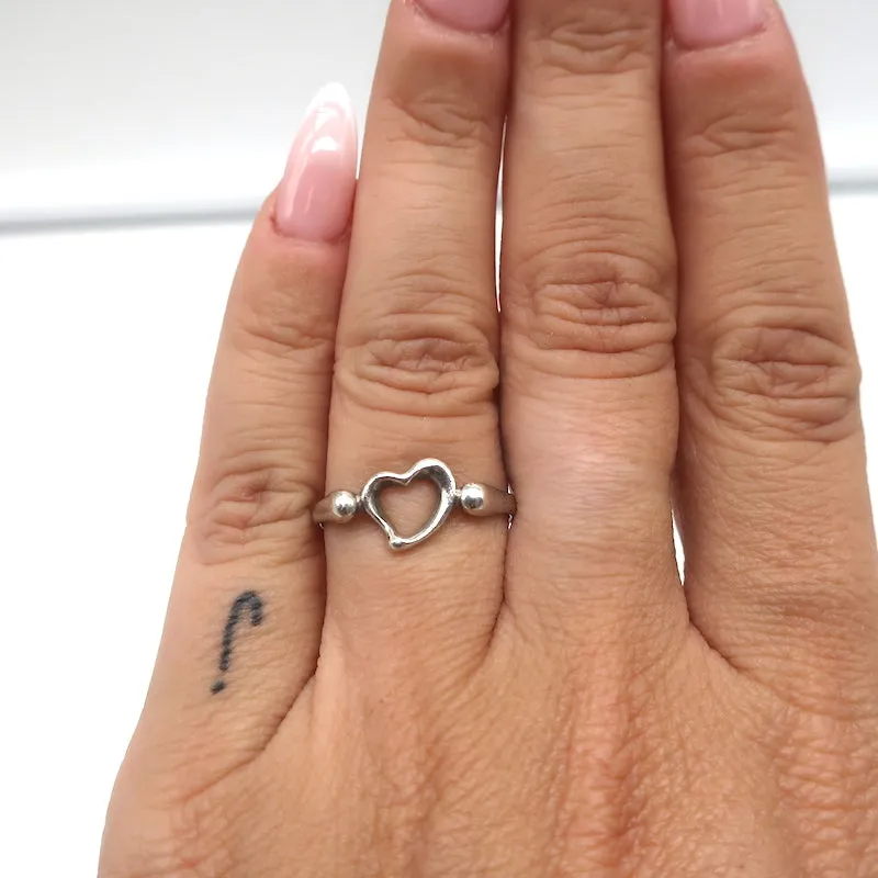 Tiffany & Co. Elsa Peretti Open Heart Ring Sterling Silver Size 5