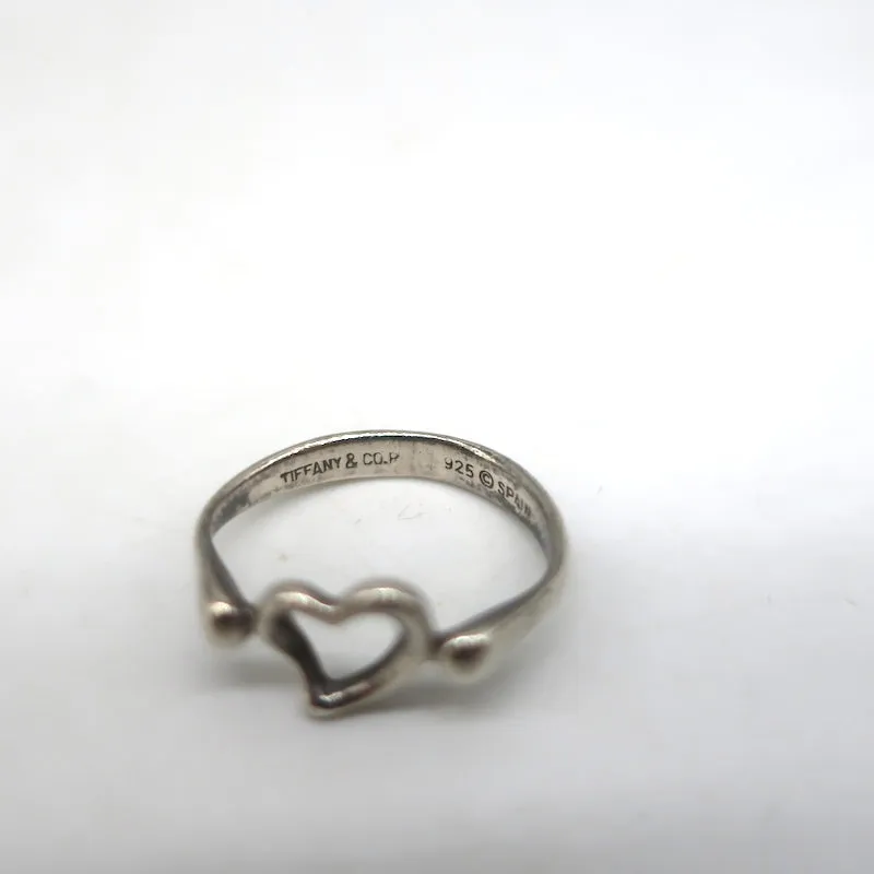 Tiffany & Co. Elsa Peretti Open Heart Ring Sterling Silver Size 5