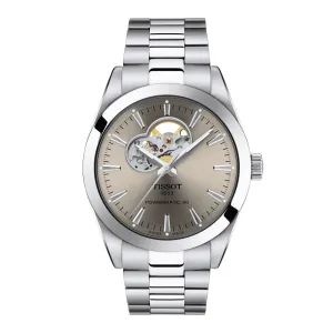 Tissot Gentleman Powermatic 80 Open Heart Stainless Steel Rhodium Dial Watch