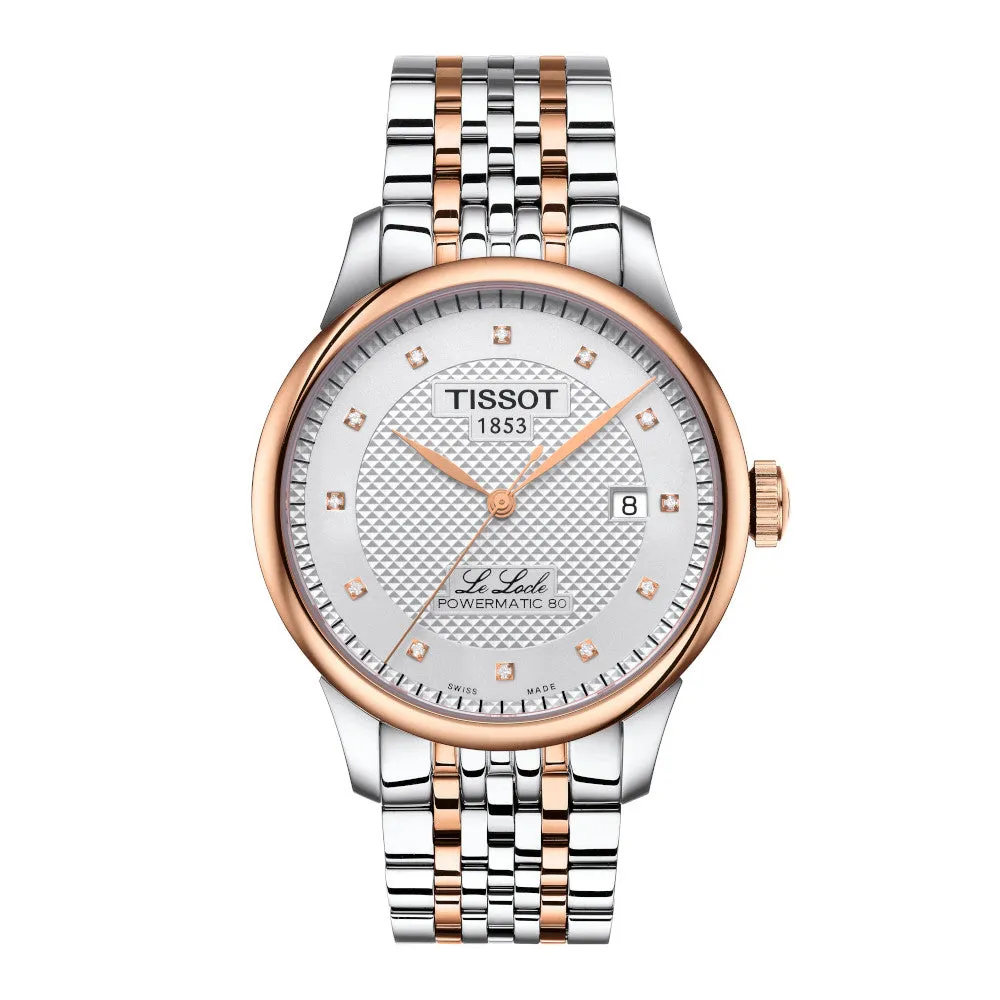 Tissot Le Locle Powermatic 80 Mens Two Tone Diamond Dial Watch
